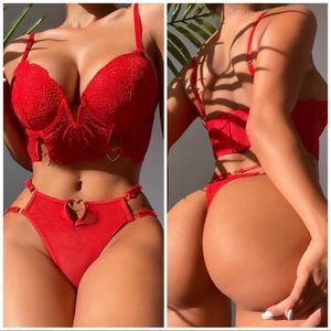 ❤️ NEW red heart decor lace lingerie set